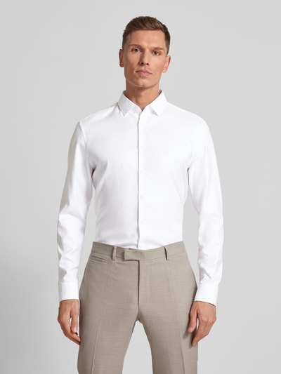 JAKE*S SUPER SLIM Koszula biznesowa o kroju super slim fit w jednolitym kolorze Biały 4