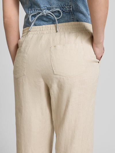 Christian Berg Woman Straight Leg Leinenhose mit Tunnelzug Beige 3