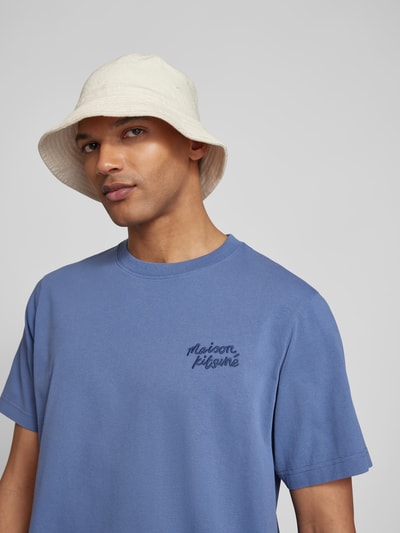 MAISON KITSUNE T-Shirt mit Label-Stitching Royal 3