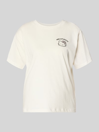 Produktfoto, Regular Fit T-Shirt mit Motiv-Print von Jake*s Casual aus Reine Baumwolle, cremeweiß mit Rundhalsausschnitt und Hello Kitty Motiv
