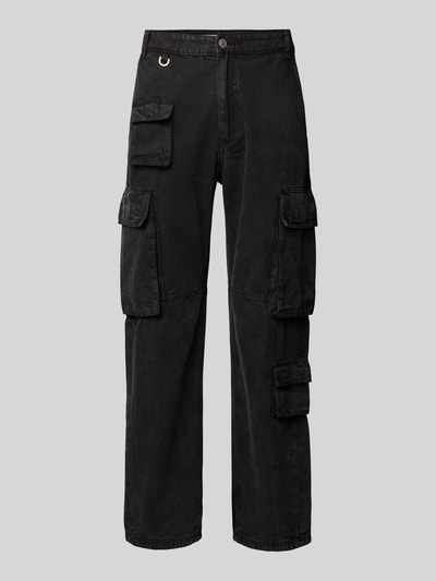 REVIEW Straight Leg Cargohose mit Gesäßtaschen Black 1