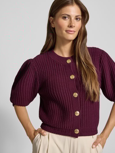 Bash Strickjacke mit durchgängiger Knopfleiste Modell 'Garance' Bordeaux 3