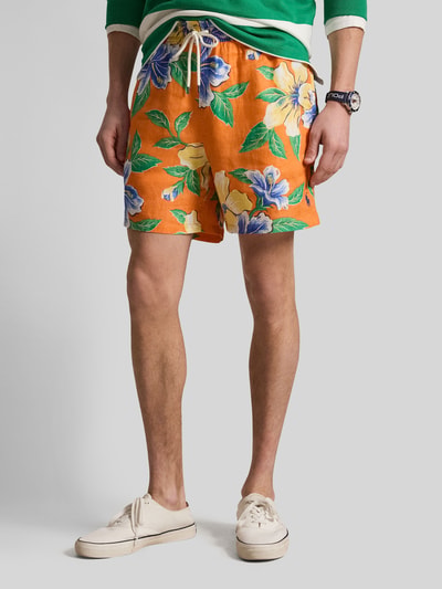 Polo Ralph Lauren Regular Fit Badehose aus reinem Leinen Orange 4