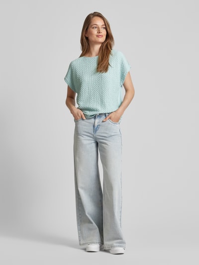 Tom Tailor T-Shirt in unifarbenem Design mit Strukturmuster Mint 1