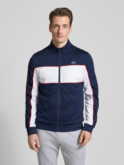 Lacoste Sweatjacke mit Stehkragen Modell 'TAFFETA' Dunkelblau 4