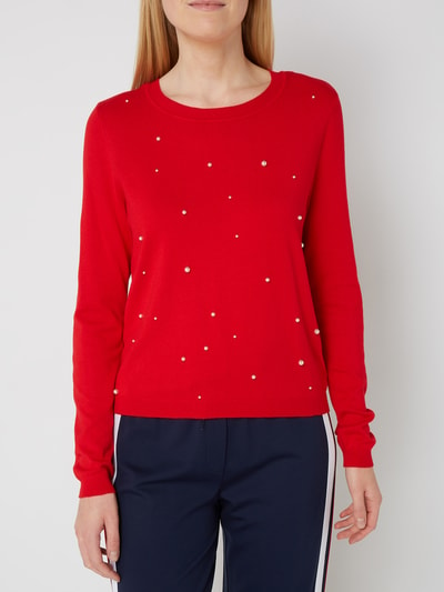 Vero Moda Pullover mit Zierperlenbesatz Hellrot 3