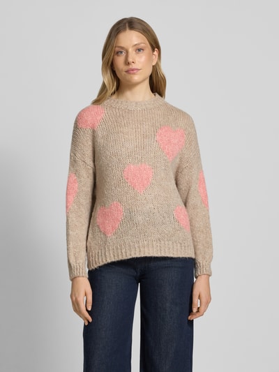 ZABAIONE Sweter z dzianiny z okrągłym dekoltem model ‘Bo44nita’ Beżowy 4