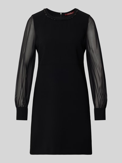 Max Mara Studio Knielanges Cocktailkleid mit semitransparentem Arm Black 2