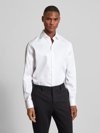 Jake*s Slim Fit Businesshemd aus Satin Weiss 4