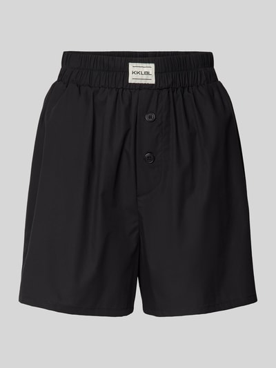 Karo Kauer Regular Fit Shorts mit Label-Patch Black 2