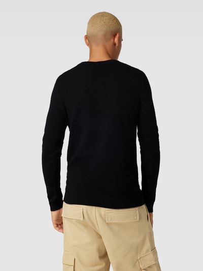 Jack & Jones Sweter z dzianiny z lekko fakturowanym wzorem model ‘WILLIAM’ Czarny 5