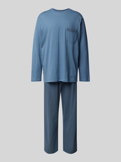 Schiesser Pyjama mit Brusttasche Rauchblau 1