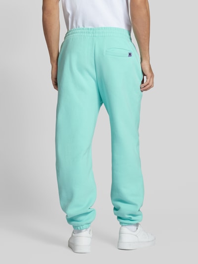 REVIEW Sweatpants met labelprint Turquoise - 5