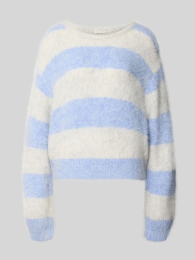 Produktfoto, Regular Fit Pullover aus Alpaka-Mix Modell 'NIBY' von American Vintage, Strukturmuster, hellblau-weiß gestreift, weiche Textur