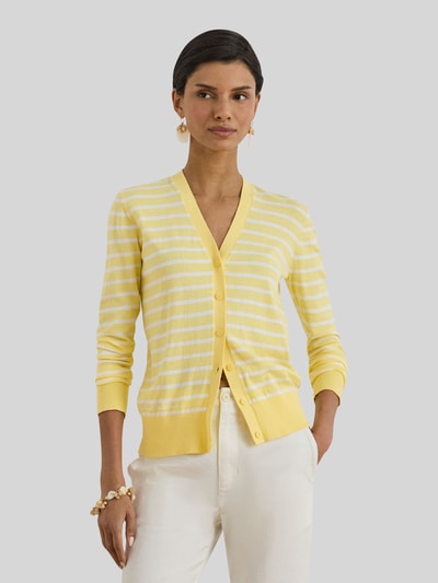 Lauren Ralph Lauren Regular Fit Strickjacke aus reiner Baumwolle Hellgelb 4