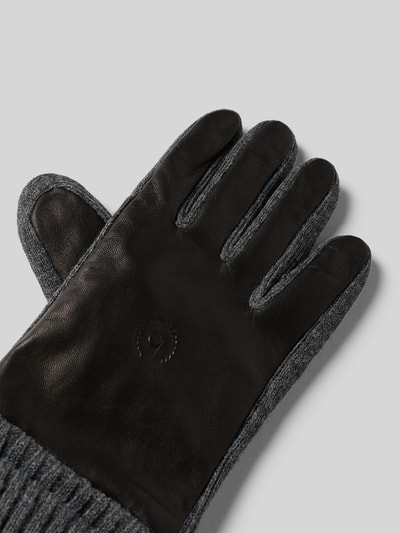 bugatti Handschuhe aus Leder-Textil-Mix mit Label-Detail Black 3