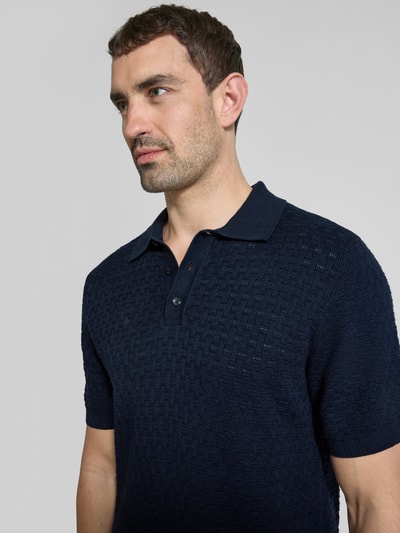 MCNEAL Regular fit poloshirt met structuurmotief Donkerblauw - 3