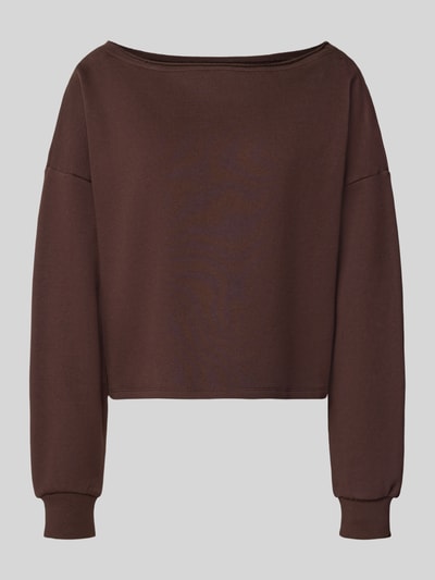 Produktfoto, Relaxed Fit Sweatshirt mit Viskose-Anteil von REVIEW, Damen Sweatshirt in Braun, U-Boot-Ausschnitt, elastische Ärmelabschlüsse, Baumwoll-Mix
