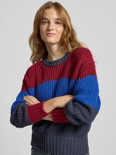 Calvin Klein Jeans Strickpullover mit Rundhalsausschnitt und Streifenmuster Bordeaux 3