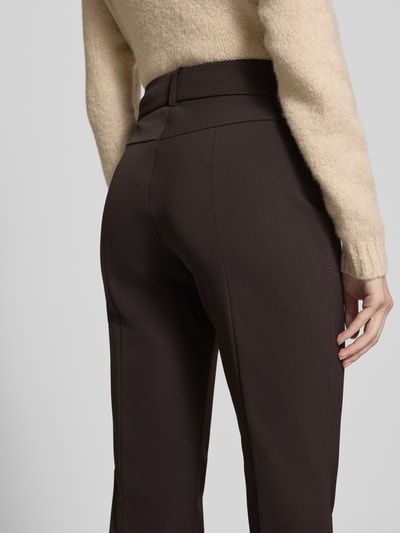 Cambio Broek met persplooien, model 'FARAH' Donkerbruin - 3