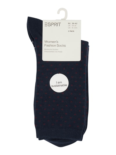 Esprit Sokken met stretch per 2 paar Marineblauw - 2