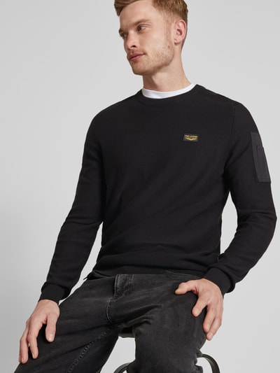 PME Legend Gebreide pullover met labeldetail Zwart - 3