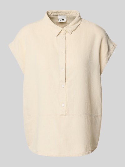 ICHI Regular fit blouse van een mix van linnen en viscose met knoopsluiting Beige - 2