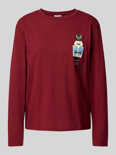 Jake*s Casual Pyjama-Oberteil mit Motiv-Print Bordeaux 2
