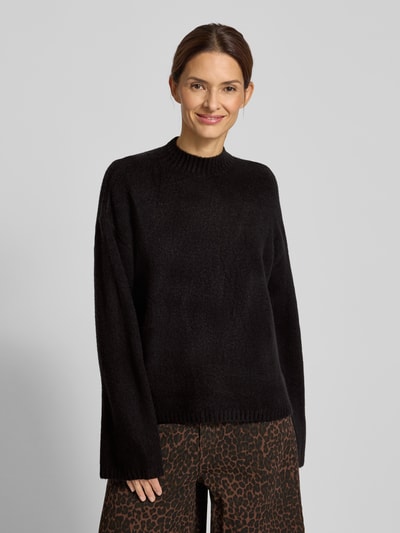 Jake*s Casual Strickpullover mit Stehkragen und überschnittenen Schultern Black 4
