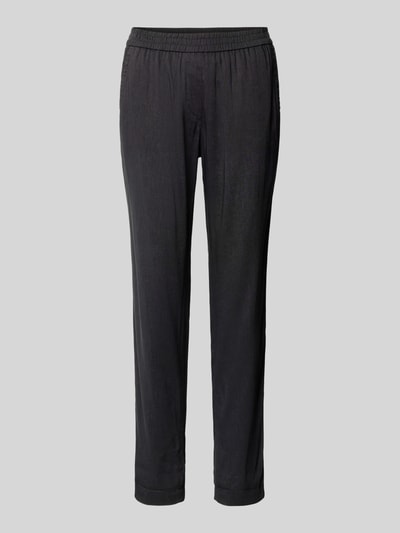 Marc Cain Tapered Fit Leinenhose mit elastischem Bund Black 2