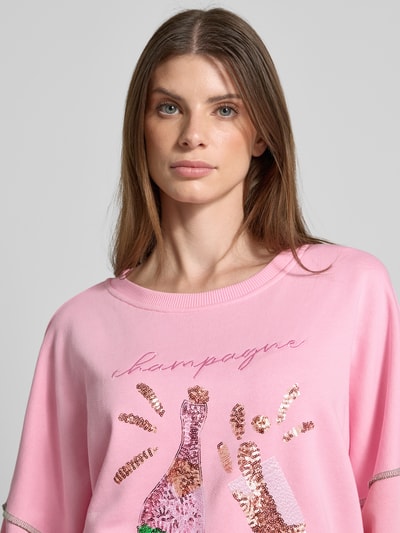 miss goodlife Sweatshirt met statementstitching en pailletten Lichtroze - 3