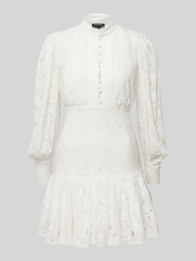 Produktfoto, weißes Cocktailkleid aus Spitze Modell 'REMY' von Bardot, Viskose-Baumwoll-Mix, figurbetonter Schnitt, Minikleid, Knopfleiste