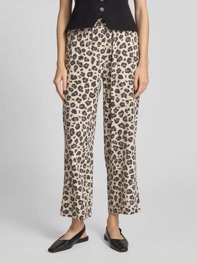 FREE/QUENT Spodnie materiałowe z szeroką nogawką i tunelem model ‘Lavisco’ Beżowy 4