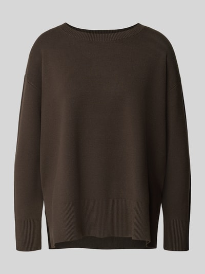 comma Strickpullover aus Viskose-Mix mit Rundhalsausschnitt Dunkelbraun 2
