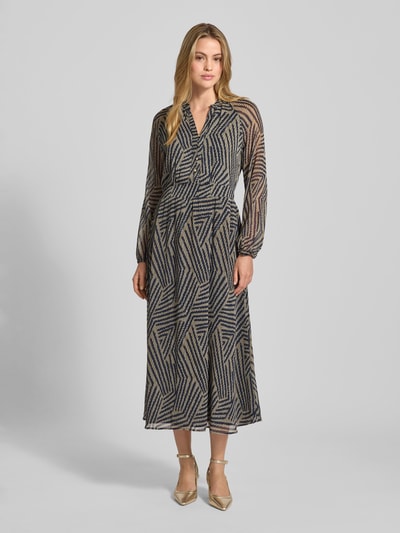 More & More Długa sukienka z kołnierzem z lamówką Trzcinowy 4