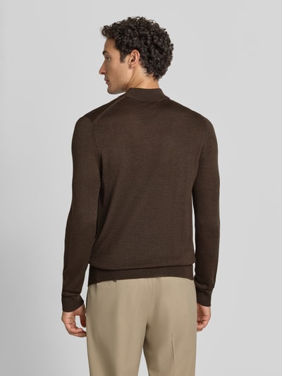 Christian Berg Men Regular Fit Turtleneck aus Woll-Mix Dunkelbraun Melange 5