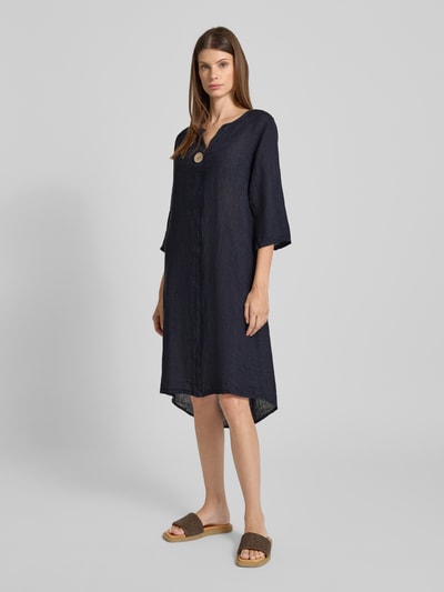 ZABAIONE Linnen jurk met tuniekkraag Marineblauw - 1
