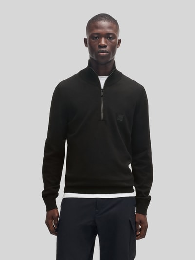 BOSS Orange Regular Fit Troyer aus Baumwoll-Kaschmir-Mix Modell 'KANOBIX_S' Black 4