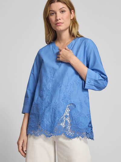 ETERNA Regular fit blouse met motiefstitching Blauw - 3