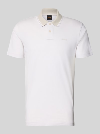 Produktfoto, Relaxed Fit Poloshirt aus reiner Baumwolle Modell 'PEOXFORDNEW' von BOSS, Mehrfarbig Optik, 2-Knopf-Verschluss, Logo-Print.