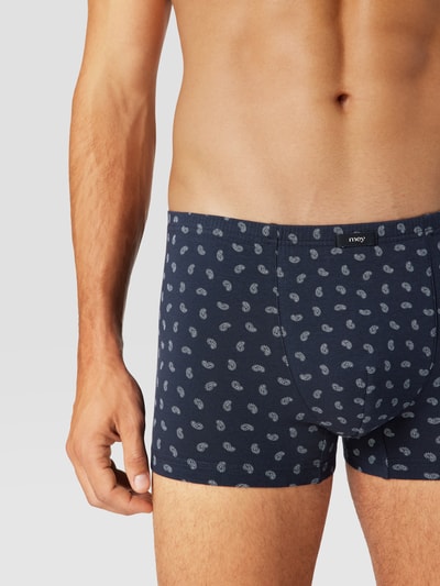 Mey Boxershort met all-over paisleymotief, model 'Shorty' Donkerblauw - 3