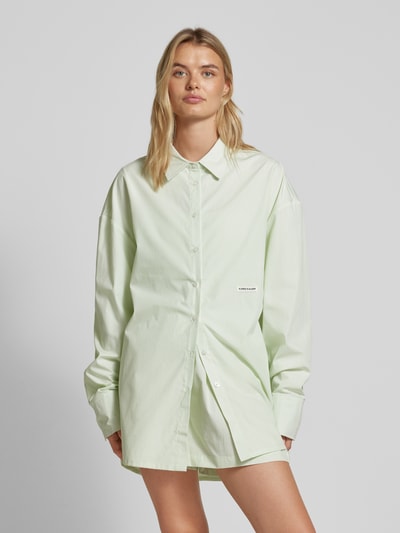 Karo Kauer Oversized overhemdblouse met labelpatch Lichtgroen - 4