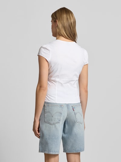 Gina Tricot Slim Fit Hemdbluse mit V-Ausschnitt Weiss 5