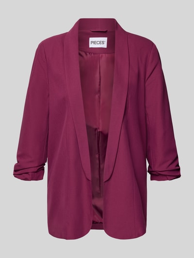 Produktfoto, Regular Fit Longblazer mit Viskose-Anteil Modell 'BOSELLA' von Pieces in Optik: Unifarben mit Reverskragen, Schulterpolster, 3/4-Arm, Webstruktur