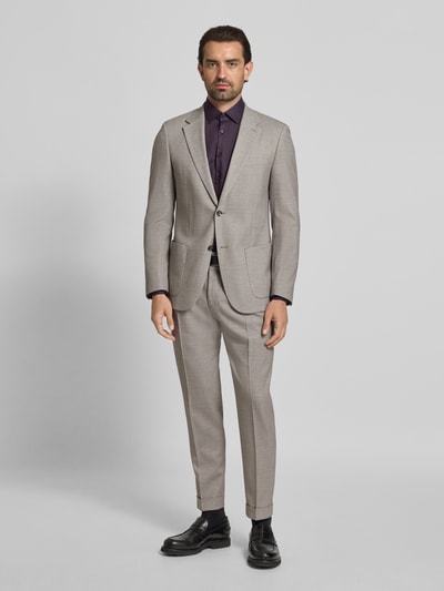 Jake*s Slim Fit Business-Hemd mit Knopfleiste Aubergine 1