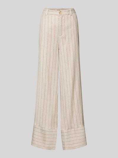 Produktfoto, Wide Leg Pants aus Leinen-Mix mit Eingrifftaschen von MOS MOSH, beige mit roten Nadelstreifen, breite Beine, glatte Textur.