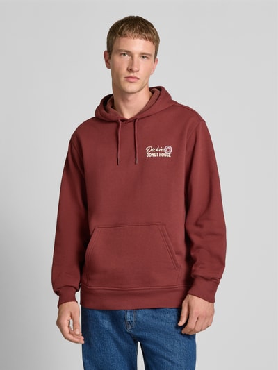 Dickies Hoodie met labelprint, model 'DONUT HOUSE' Bordeaux - 4
