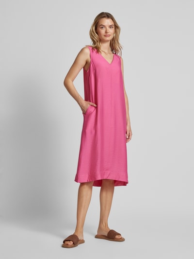 OPUS Knielanges Kleid mit V-Ausschnitt Modell 'Weneda' Pink 1