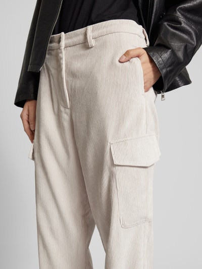 MAC Tapered fit corduroy broek met cargozakken, model 'Rahel' Offwhite - 3