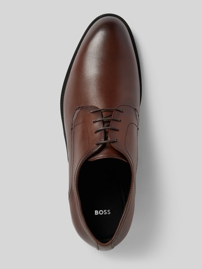 BOSS Lederderby mit Label-Details Modell 'Tayil' Dunkelbraun 3